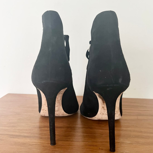 Jimmy Choo Mavy Suede Lace Up Open Toe Ankle Bootie Black Women's Size 39.5 / 9 - Picture 7 of 13